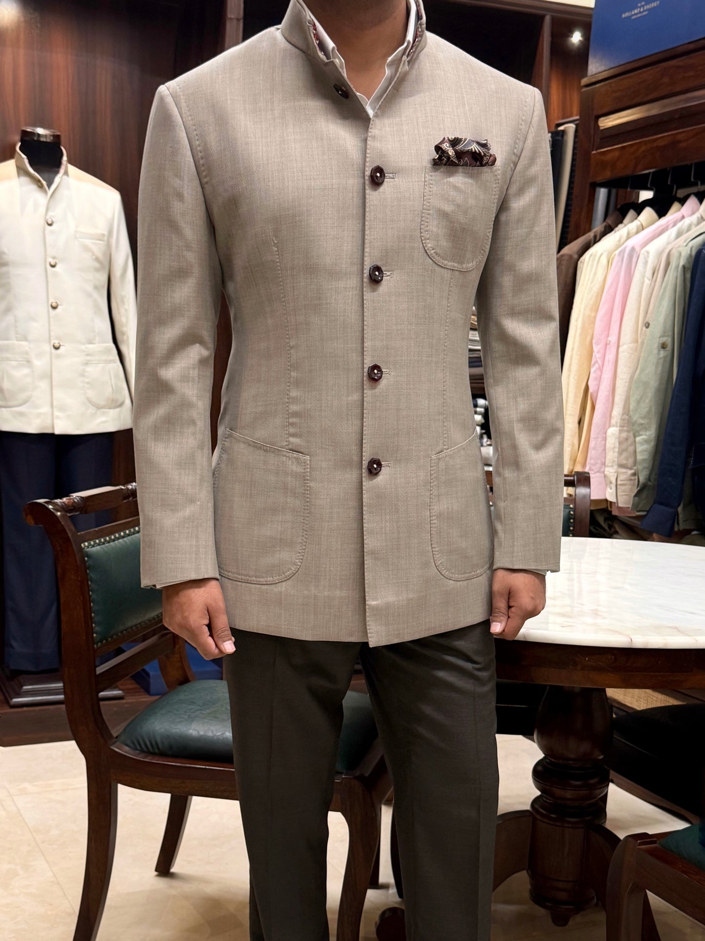 Hand stitched bandhgala suit