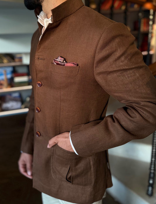 Linen Bandhgala With Cotton Trouser