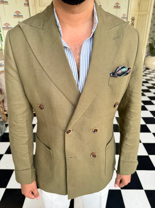 Linen Double Breasted Blazzer With Trouser