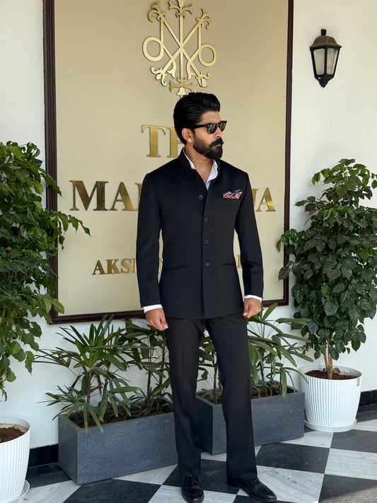 Black Bandhgala Suit – 2 Piece Set