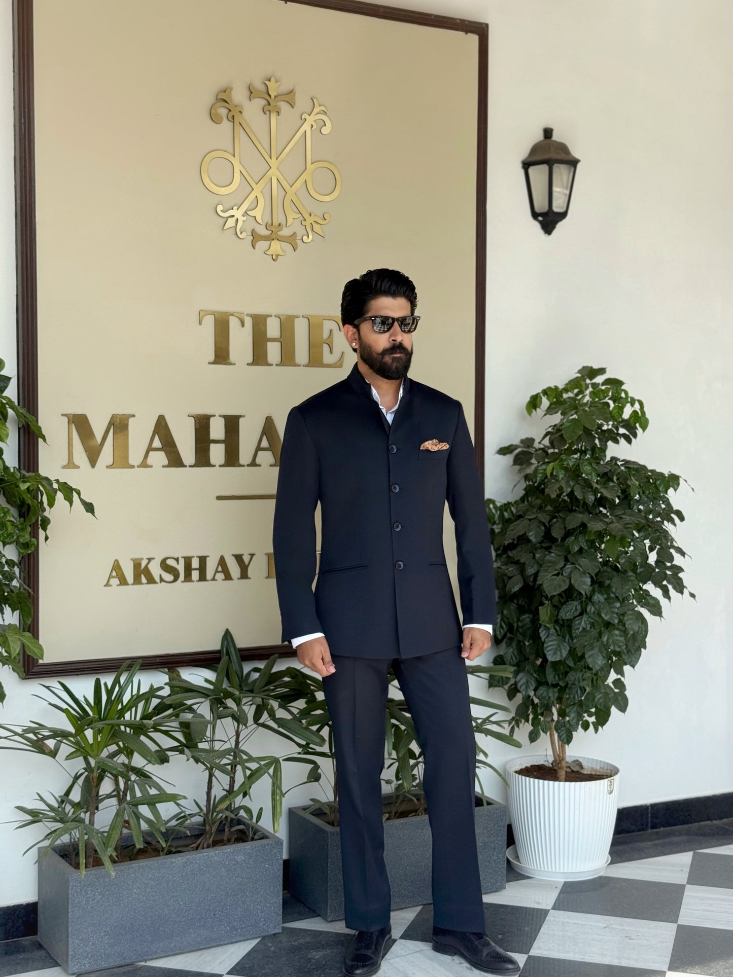 Navy Blue Bandhgala Suit – 2 Piece Set