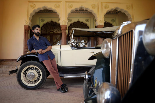 Deep Navy Linen Safari Shirt