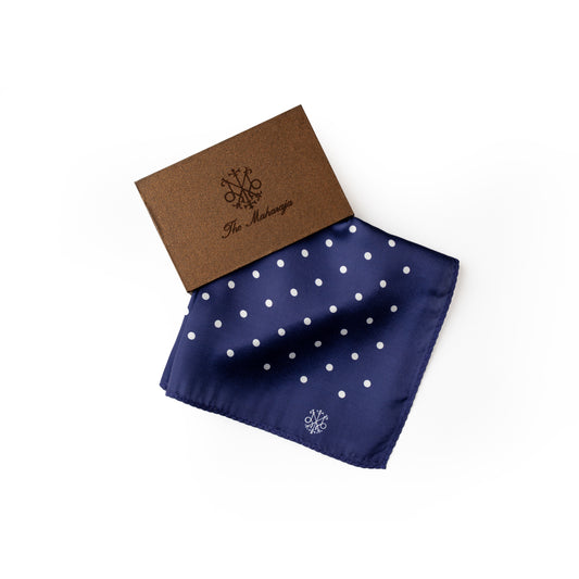 Maharaja Navy Polka Silk Pocket Square