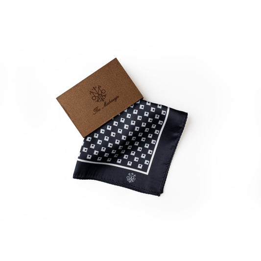 Maharaja Monochrome Grid Silk Pocket Square