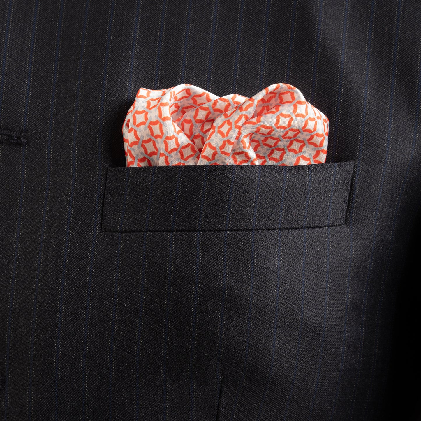 Maharaja Coral Lattice Silk Pocket Square