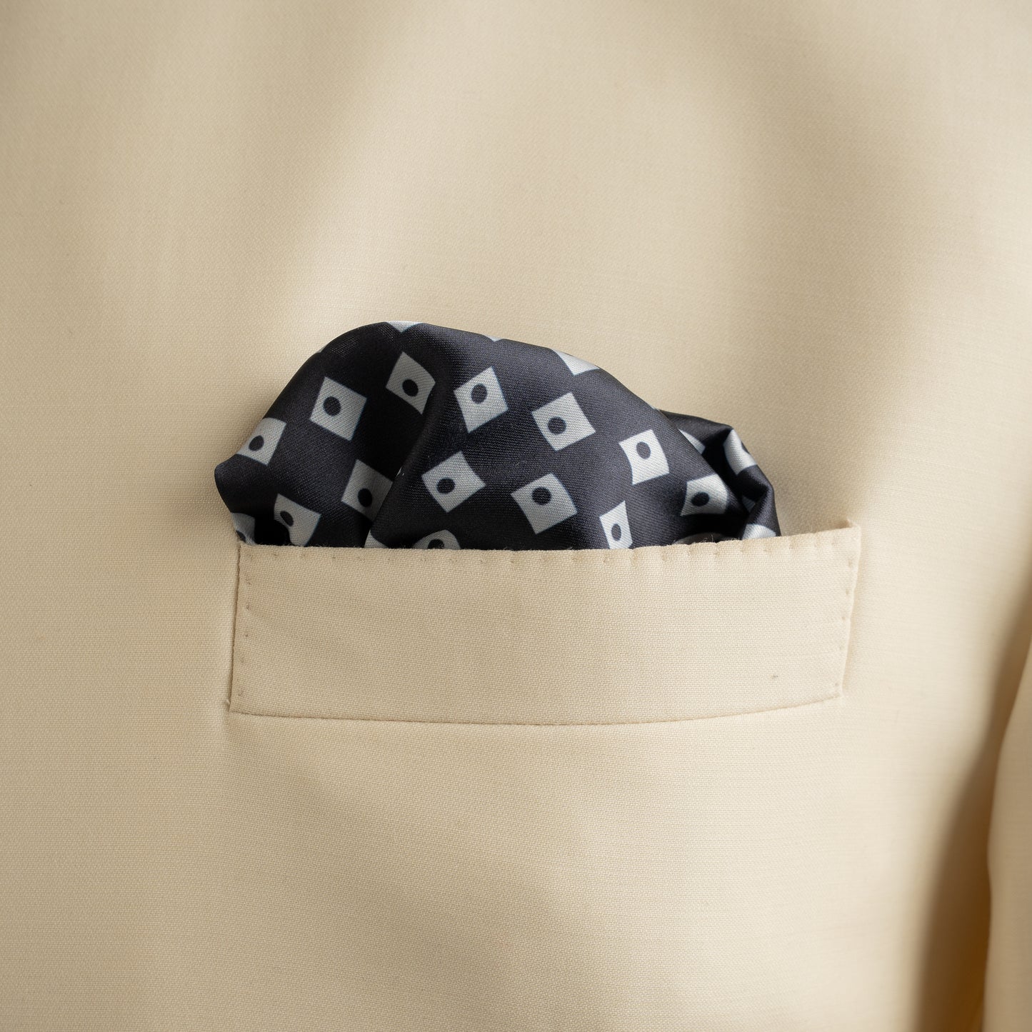 Maharaja Monochrome Grid Silk Pocket Square