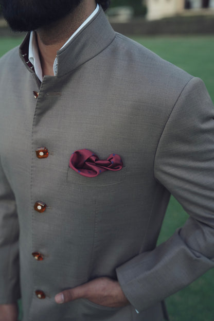 Beige Bandhgala With Classic Black Trouser