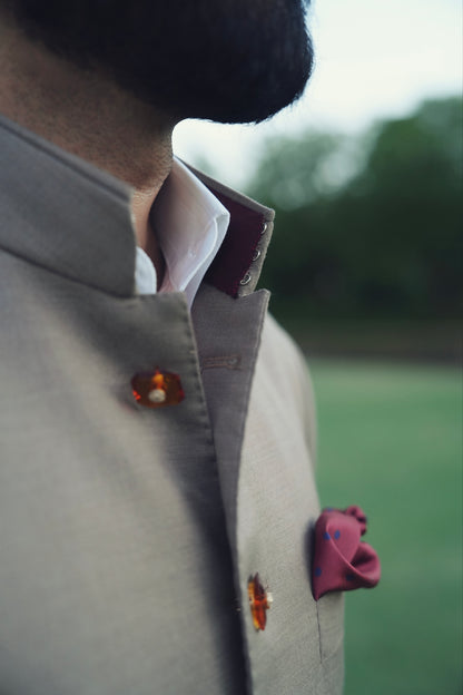 Beige Bandhgala With Classic Black Trouser