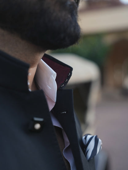 Hand stitched black bandhgala suit