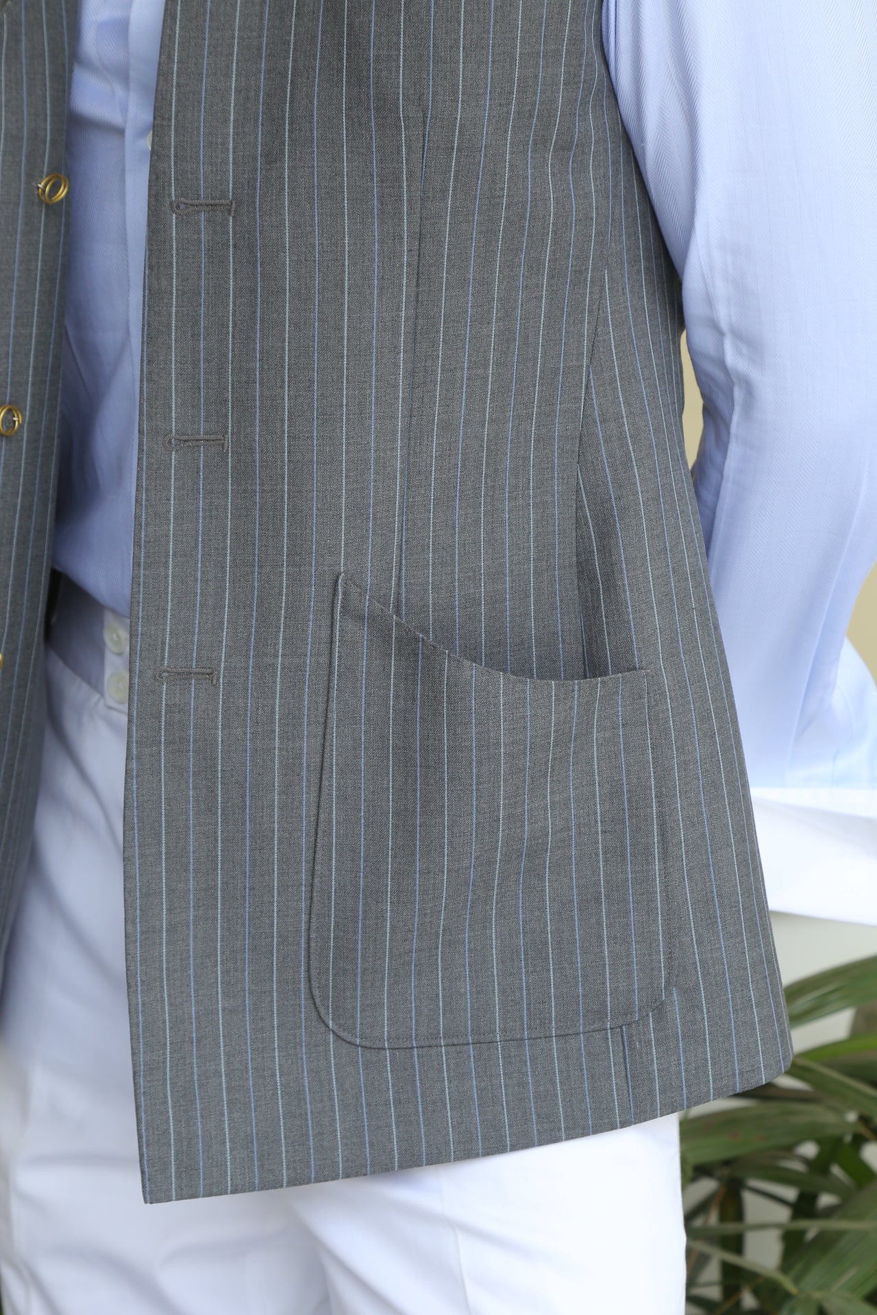 Grey Pinstripe Half Jacket