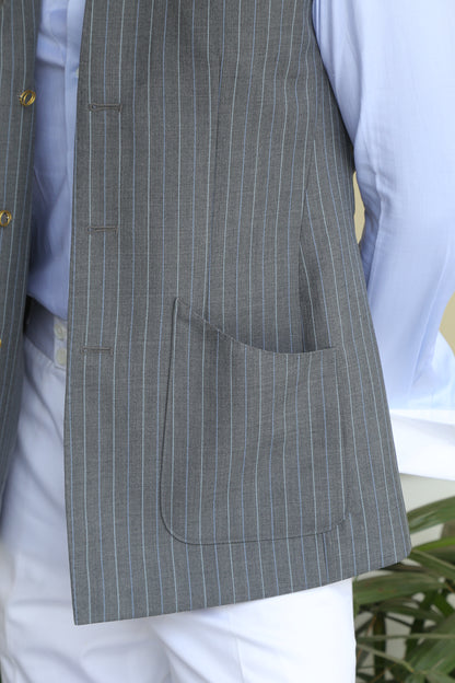 Grey Pinstripe Half Jacket