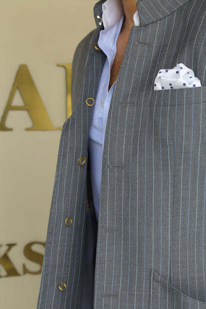 Grey Pinstripe Half Jacket