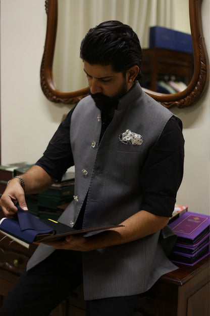 Grey Pinstripe Half Jacket