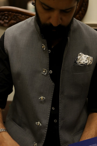 Grey Pinstripe Half Jacket