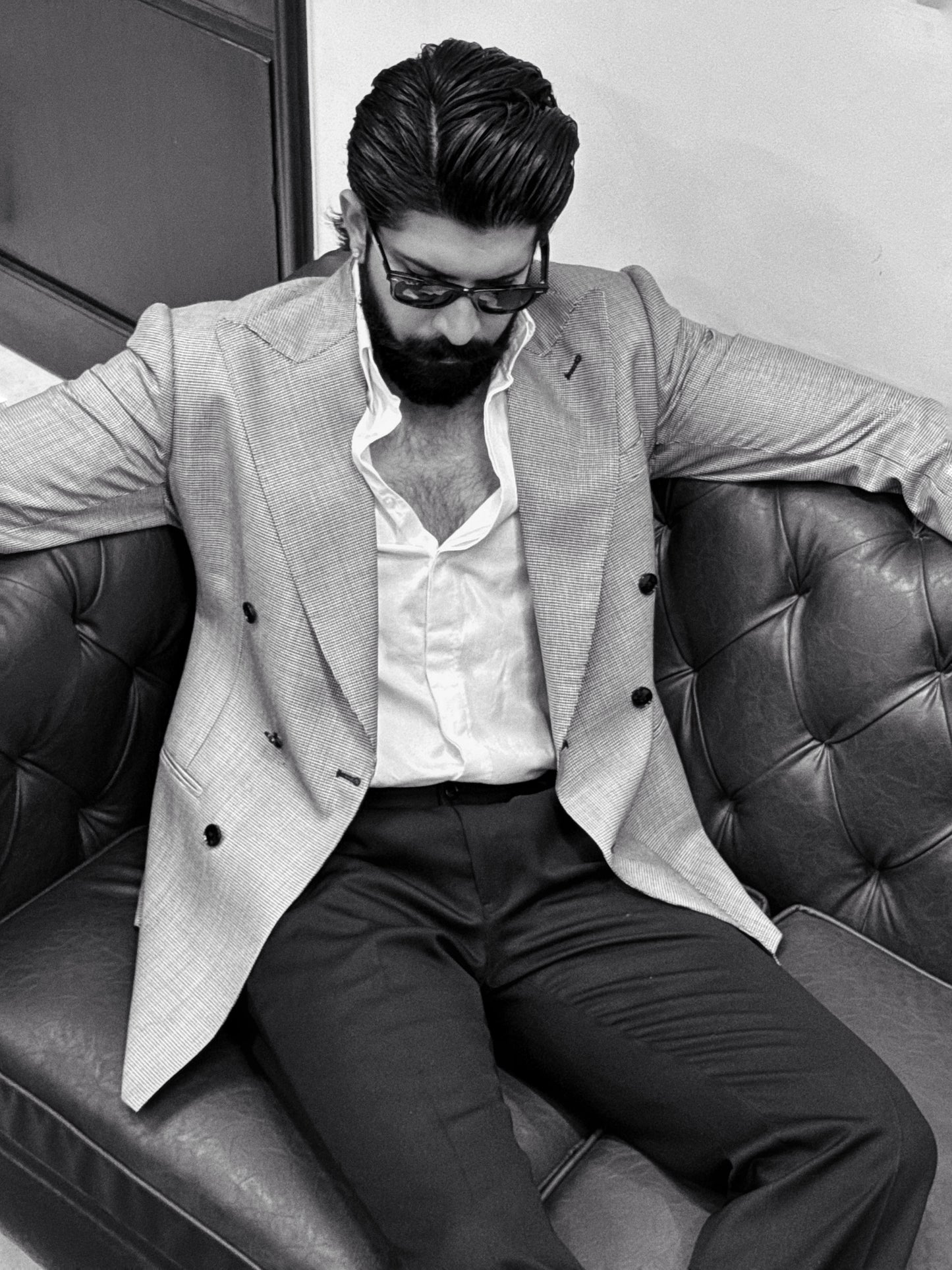 Micro Check Double Breasted Blazzer WIth Trouser