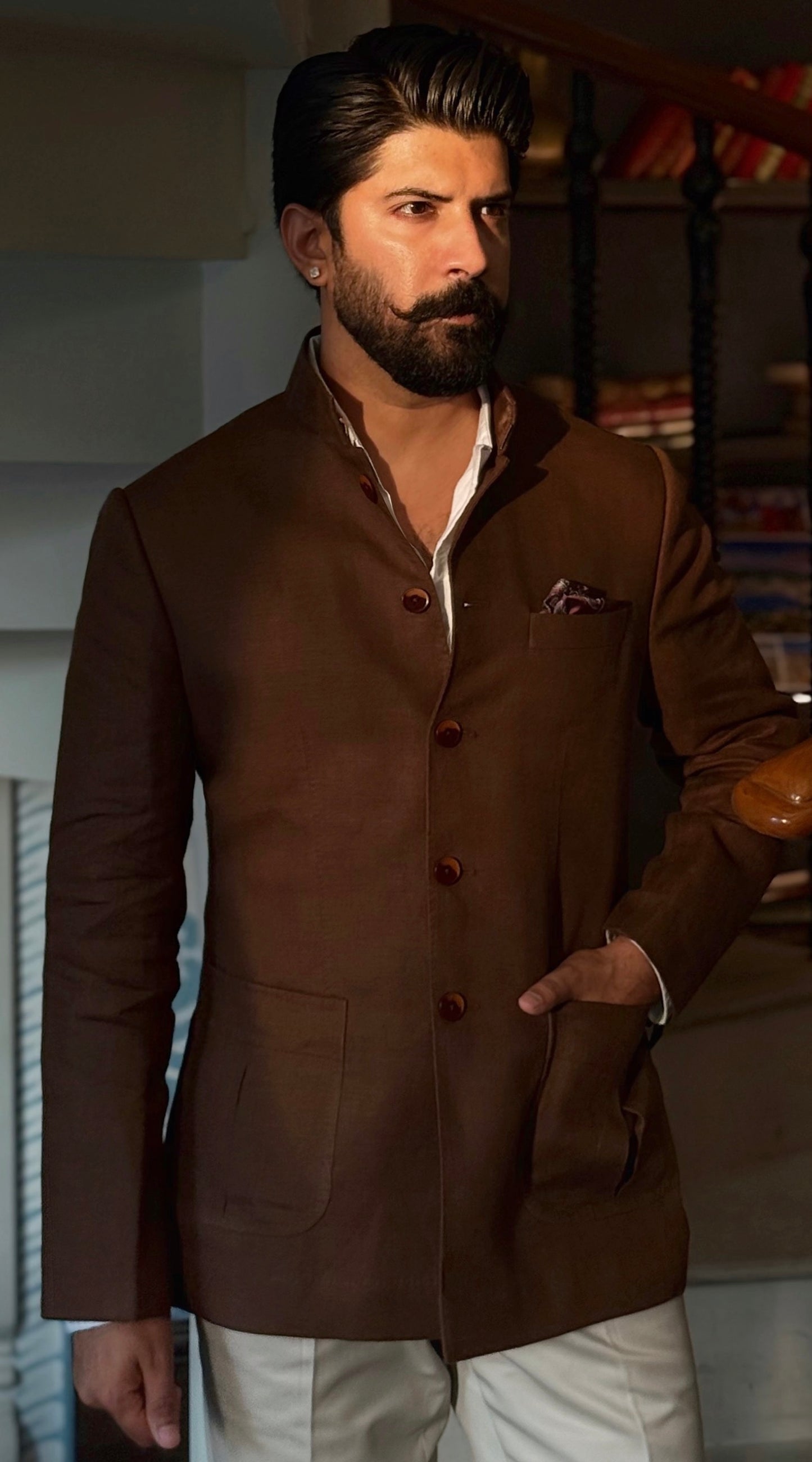 Linen Bandhgala With Cotton Trouser