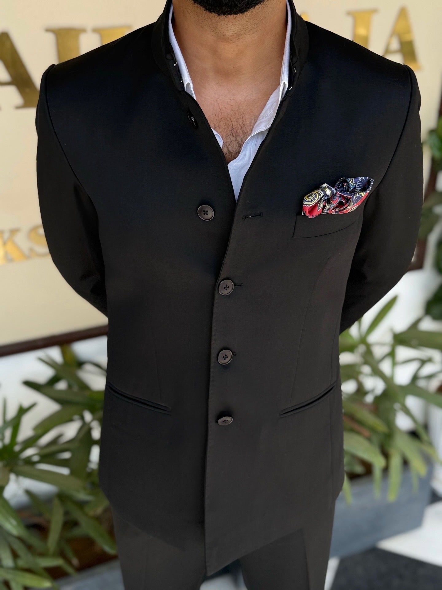 Black Bandhgala Suit – 2 Piece Set