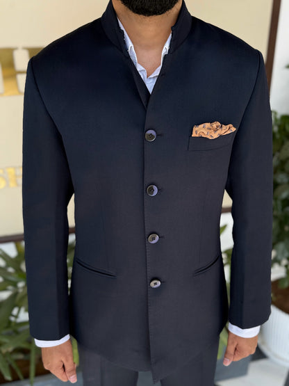 Navy Blue Bandhgala Suit – 2 Piece Set