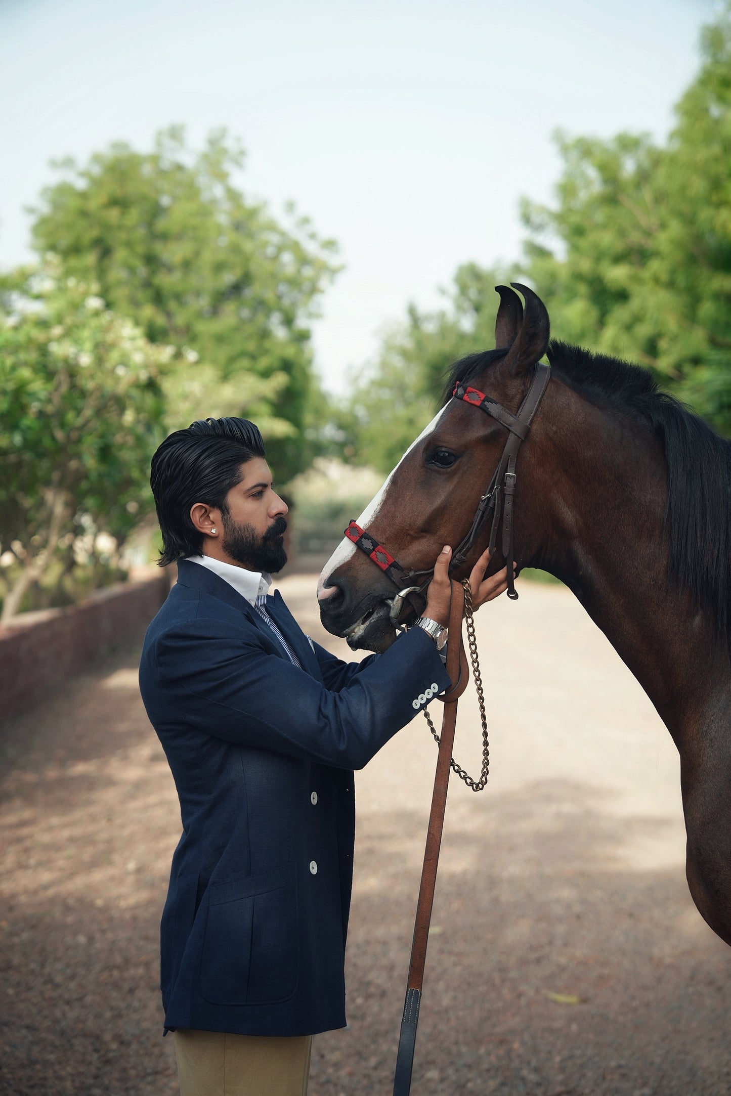 Navy Blue Double Breasted Linen Jacket Paired With Butter Yellow Italian Trouser