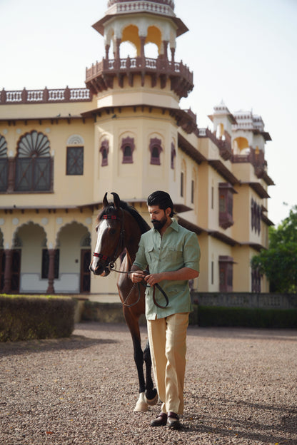 Sage Olive Linen Safari Shirt