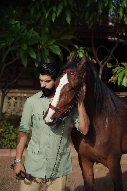 Sage Olive Linen Safari Shirt