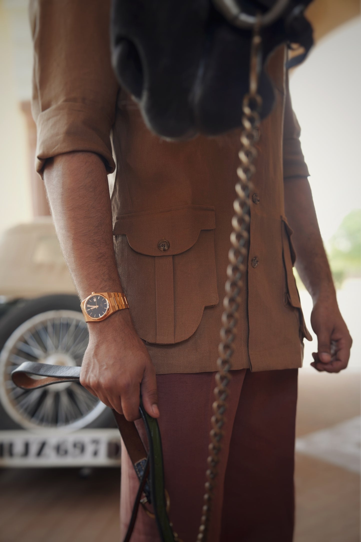 Desert Beige Linen Safari Shirt