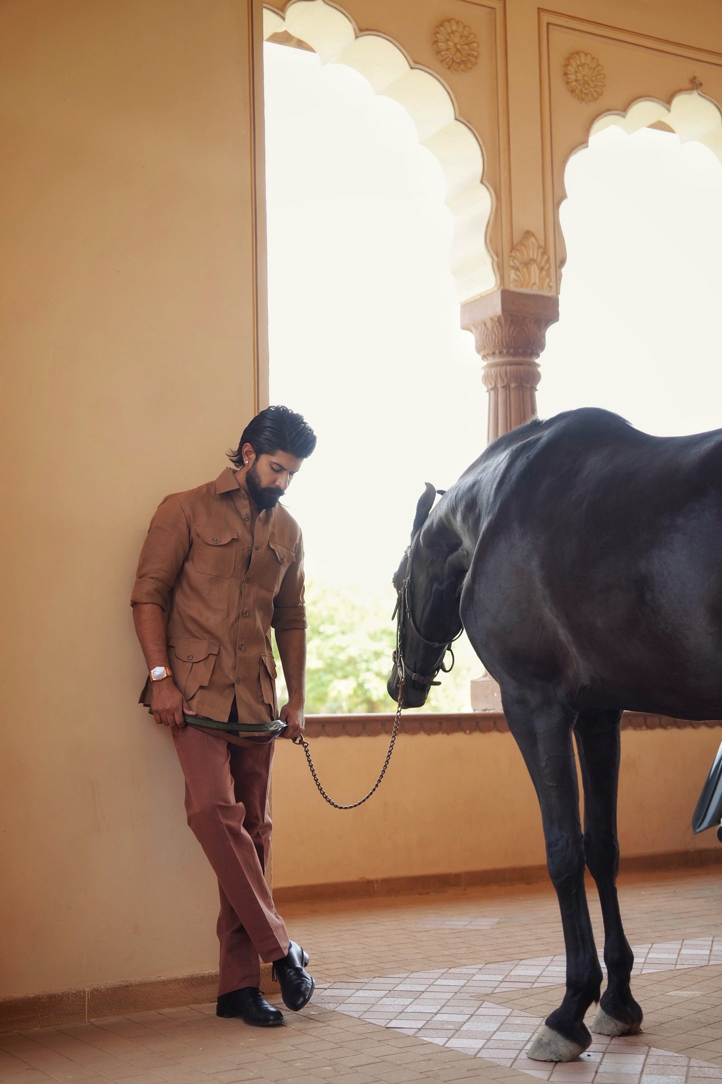 Desert Beige Linen Safari Shirt