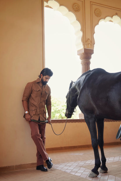 Desert Beige Linen Safari Shirt