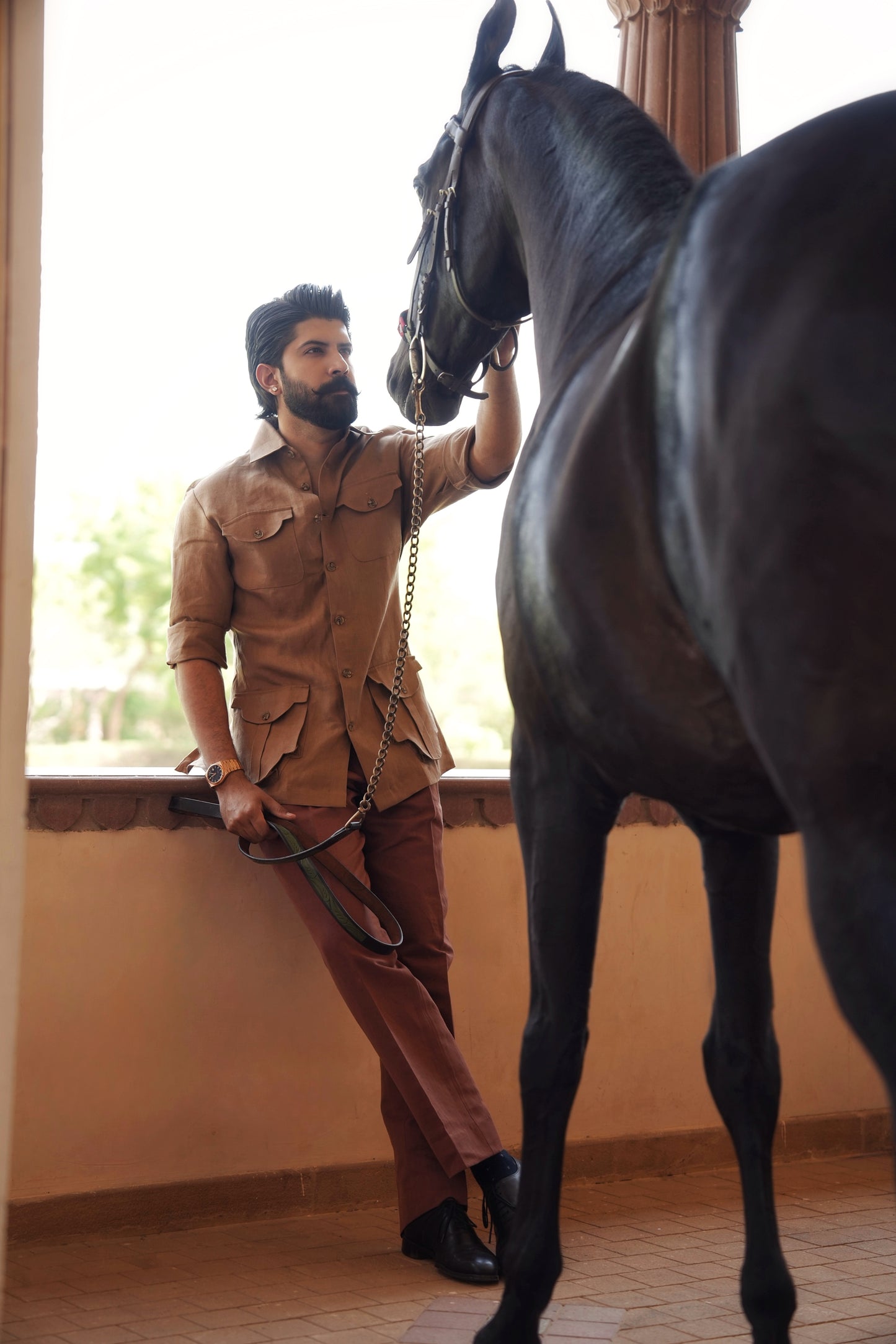 Desert Beige Linen Safari Shirt