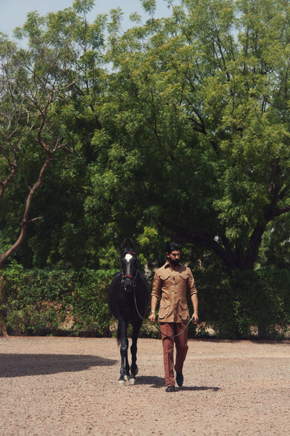 Desert Beige Linen Safari Shirt