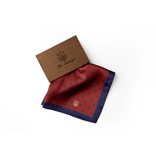 Maharaja Wine & Azure Polka Silk Pocket Square