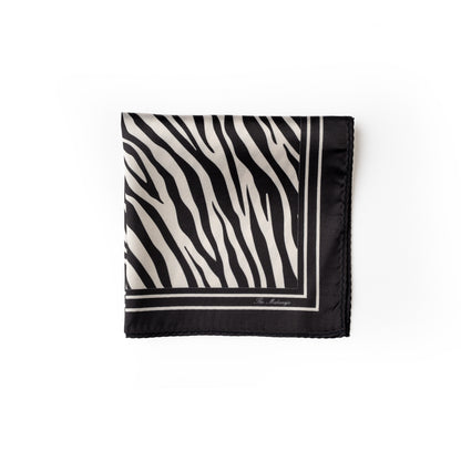 Maharaja Noir Zebra Silk Pocket Square