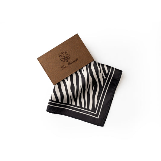 Maharaja Noir Zebra Silk Pocket Square
