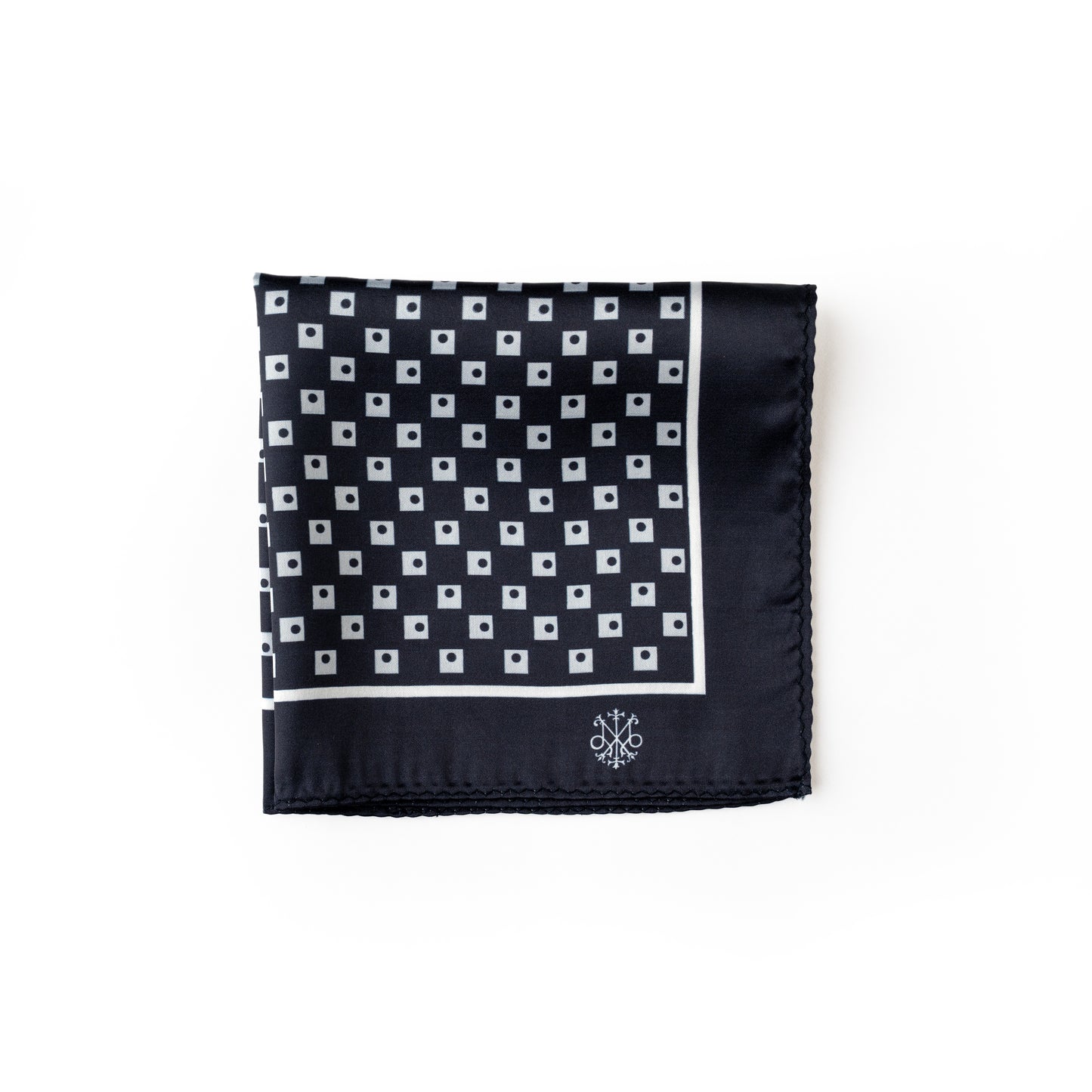 Maharaja Monochrome Grid Silk Pocket Square