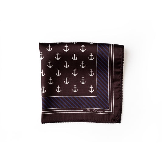 Maharaja Nautical Anchor Silk Pocket Square