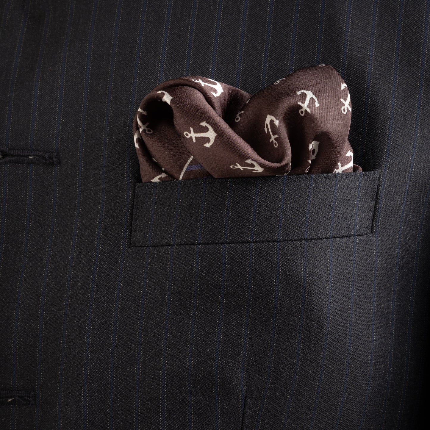 Maharaja Nautical Anchor Silk Pocket Square