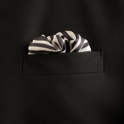 Maharaja Noir Zebra Silk Pocket Square